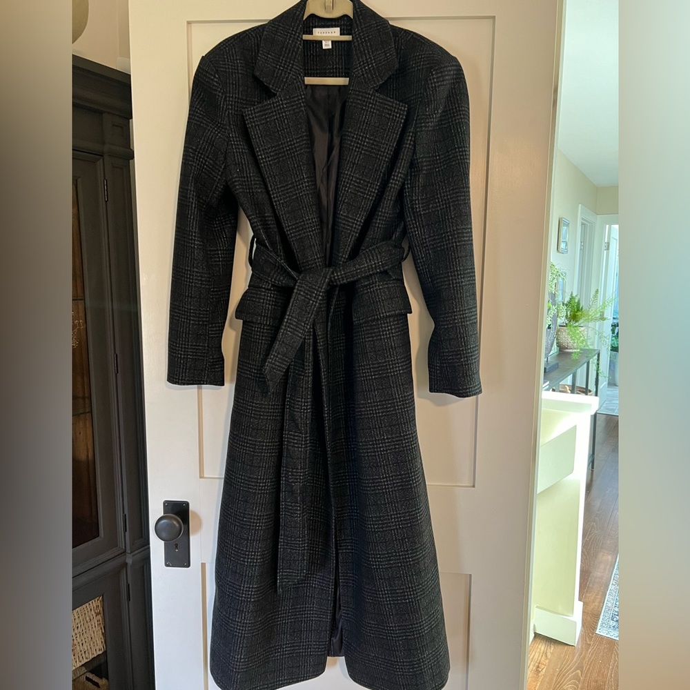 TOPSHOP Charcoal Wrap Belted Maxi Coat 4